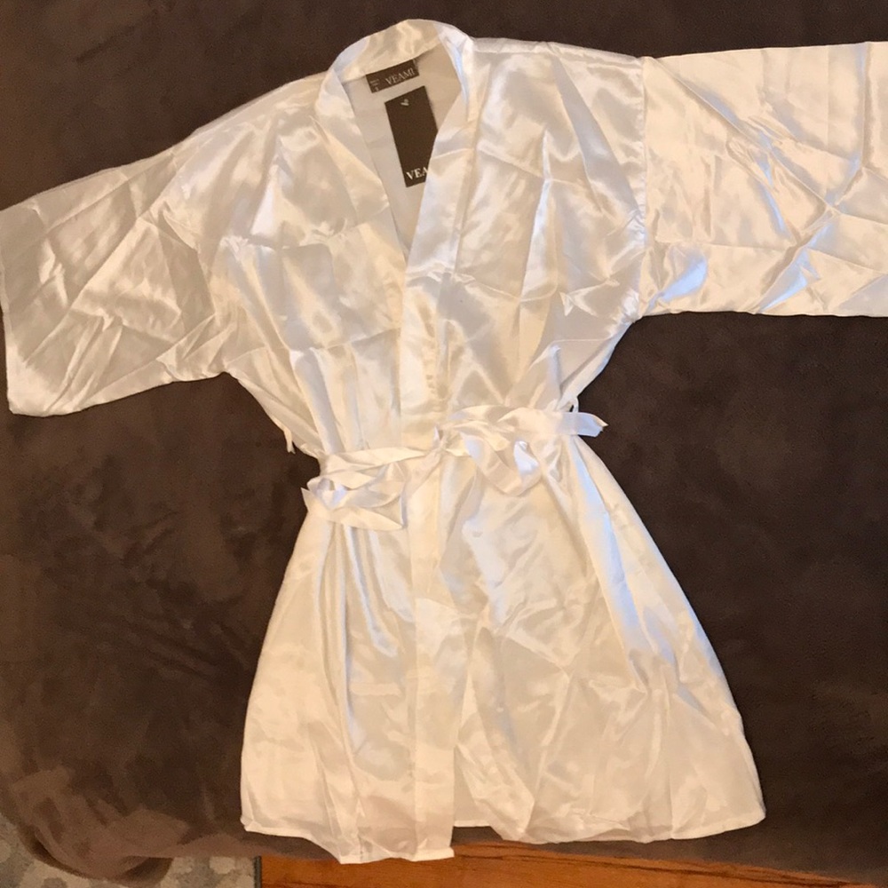 White satin robe